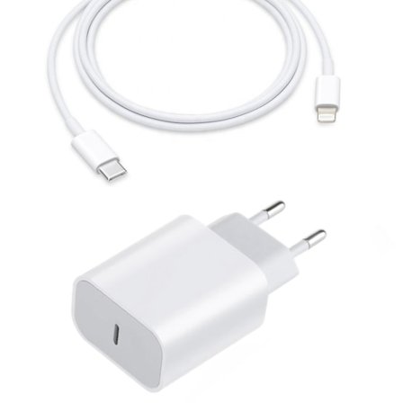 iPhone Hurtigoplader 20W Adapter + 1 Meter USB-C til Lightning