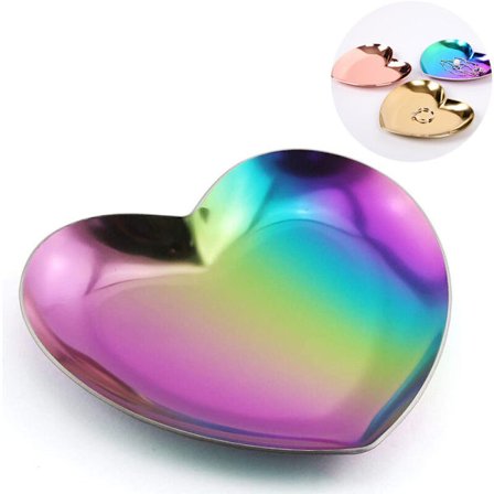 Hjärtformad bricka, smyckesbricka i rostfritt stål, smyckesbricka i rostfritt stål, guldsmyckesbricka, huvuddekorationsbricka, guld