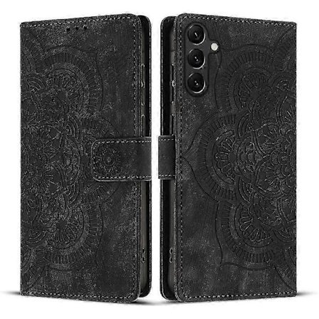 Nytt Frostat Läderfodral Kompatibelt med Mandala Emed Retro Telefon Svart