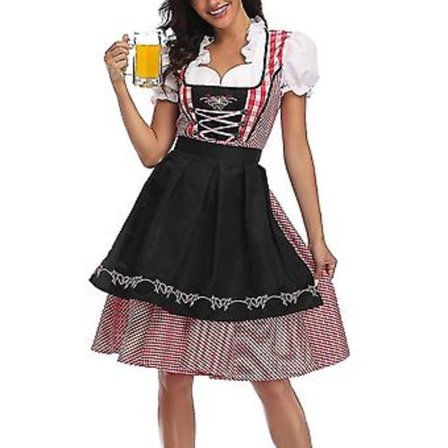 Ny Dame Tysk Oktoberfest Kostume Traditionel Bayersk Øl Fraulein Karneval Pigekjole Outfit (XXL Sort)