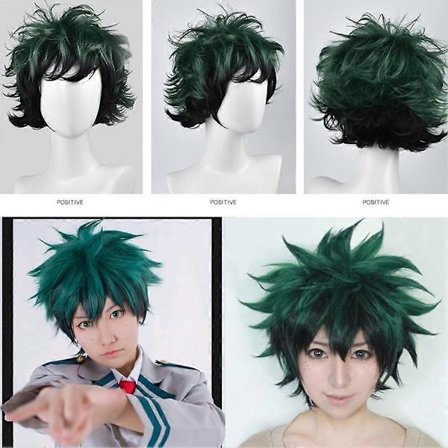 Cosplay Parykk Anime My Hero Academia Deku Izuku Midoriya Grønn Beste Korte Parykk