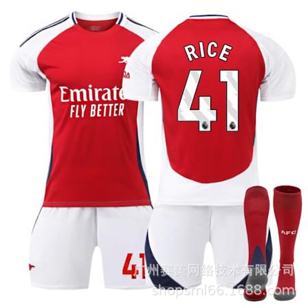 Rich 41 Arsenal 24-25 hjemmefodboldtrøje seneste voksen børnefodboldtrøje til den nye sæson 3 Kids 24(130-140cm)