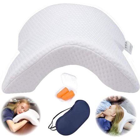 Memory Foam Kudde med Armhål, Par Kram Kudde Båg Tunnel Design (Inkluderar en Ögonmask och Öronproppar)