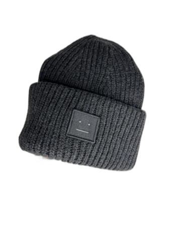 Mörkgrå ribbstickad mössa Acne Studios