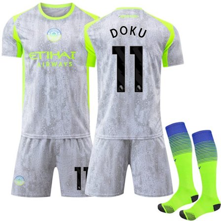 2025-2026 Manchester City Udebane Børnefodbolddragt Nr. 11 Doku