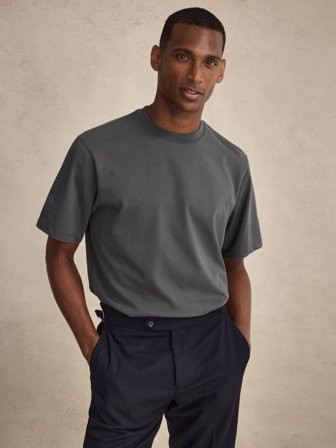 Graugrüner Casual Fit T-Shirt Baumwolle