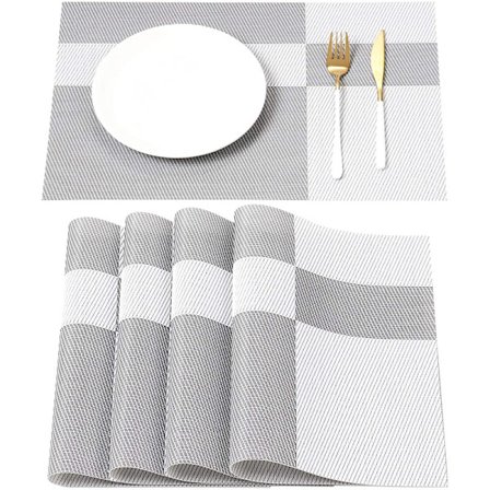 45cm*30cm, Sæt med 8 varmebestandige vinylvævede dækkeservietter til køkkenet