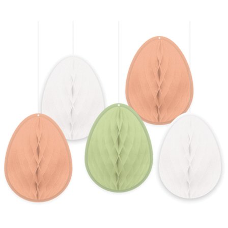 Happy Easter Honeycomb Ägg Dekorationer 5-pack - Dukning & Dekoration - Kalaslagret.se