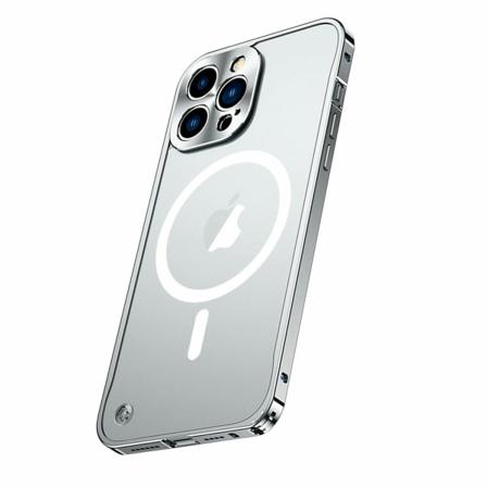 Metallmagnetfodral Case Aluminiumhölje Trådlös Laddning Silver