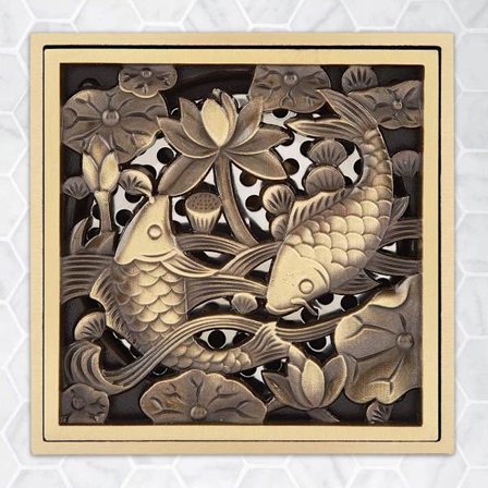 10CM Golvavlopp Golvbrunn Antik Mässing Avfallsfilter Kåpa Gr