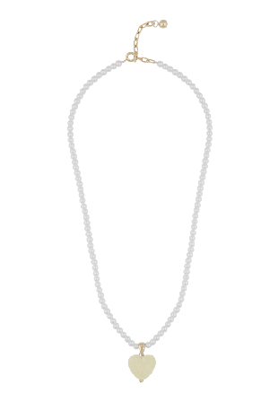 SNÖ of Sweden Sugar Hearts Pendant Pearl Neck 45 Halsband Dam Guld cm