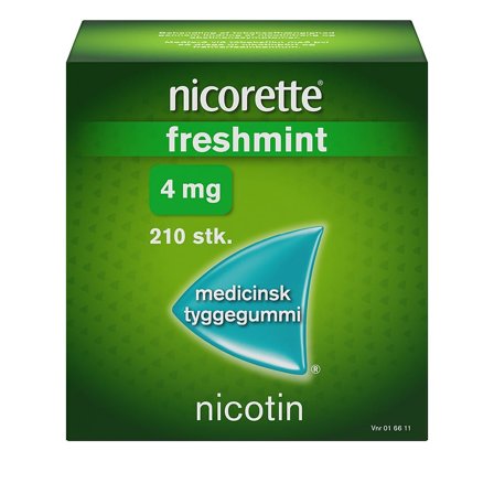 Nicorette Freshmint 4 mg medicinsk tyggegummi 210 stk., Medicin & Pleje, Rygestop, Nikotintyggegummi