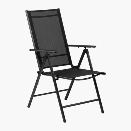 Biltema - Posisjonsstol 7 posisjoner med Høy Rygg og Robust Stålramme - Værbestandig og UV-sikkert Textilene Sete og Rygg