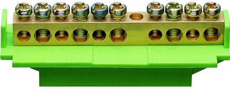 Hager KM10B Jordklemme 60 A, messing 5 x 16 + 5 x 10 mm², Elfordeling & strømforsyning