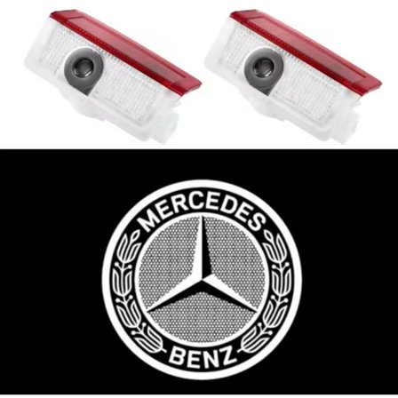 2 st Dörrbelysning med Mercedes-Benz-emblem för A-, C-, E-, GLC-, GLA-, GLE- och GLB-klass W177, W205, W212, W213, X253 E