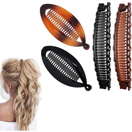 4-pack retro banan hårklämmor för grova lockar fiskstjärt hårklämmor