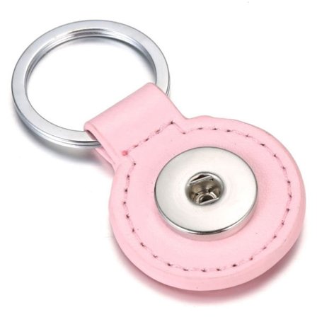 Mini nyckelring med runt läderöverdrag - Rosa