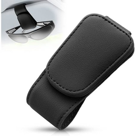 Magnetisk solglasögonhållare i läder, glasögonhängare för bilens solskydd, passar olika storlekar på glasögon, svart