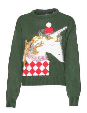 Vmunicorn Ls O-Neck Blouse Xmas Green Vero Moda