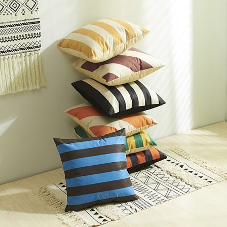 Sæt med 7 stribede pudebetræk 45x45cm firkantet dekorativ pude