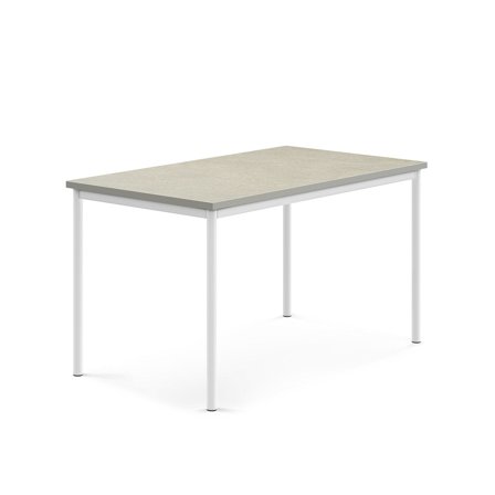 Tisch SONITUS, 1400x800x760 mm, Linoleum hellgrau, weiß