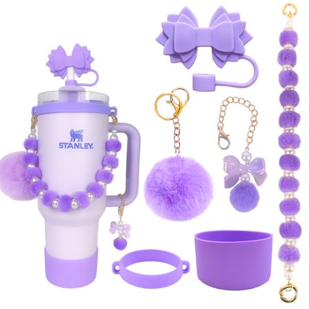 Stanley Cup -tarvikesarja helmiketjulla, kukkamuotoisella pillillä ja tupsulla