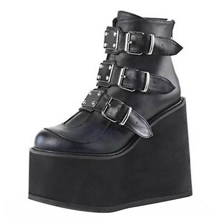 Winter Gothic Punk Women Platform Zipper Boots - Svart