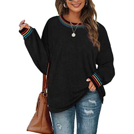 Dam Långärmad Tröja Med Rund Hals Print