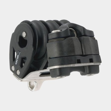 Bloco triplo Seldén BBB 30, fixo, com rolamento de esferas, com mordedor, para cabos Ø3 - 7 mm