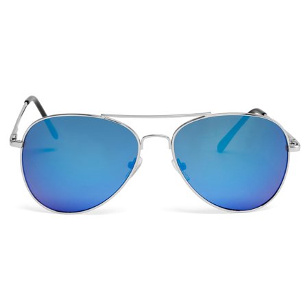 Lunettes de soleil Aviateur argentées à verres bleu miroir pour hommes - Lunettes de soleil type Aviator - pour Hommes - Paul Riley