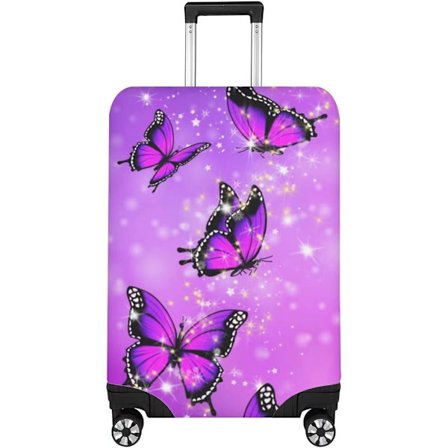 Lila Fjärilar Bagageskydd för Kvinnor Flickor, Sött Resväskeskydd Tvättbart Anti-repa Resväskeskydd, Passar 18-22 tum