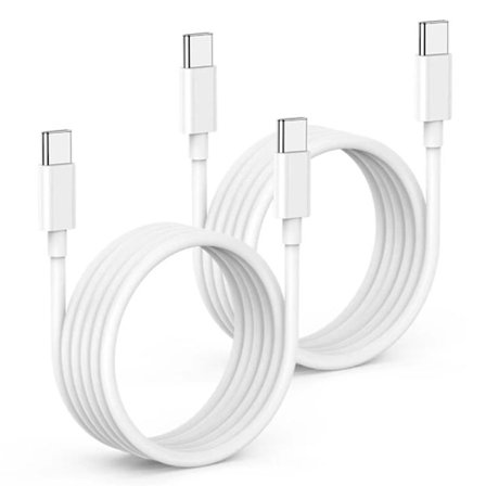 2-pakning iPhone 15 / iPhone 16 Lader - USB-C til USB-C Kabel - 2M - Lade & Synkronisere - Hvit hvit