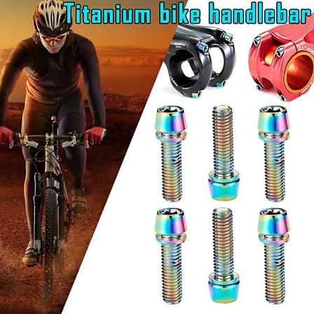 6 stk. titaniumbelagte farvede skruer bolte M5*18mm kompatible med mountainbike styr Gold