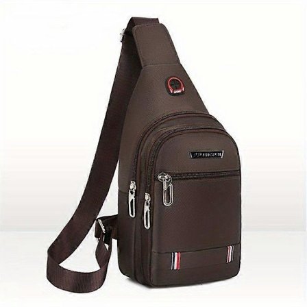 Trendy lille lærredsrygsæk til fritid og sport, Oxford-stof, skuldertaske, budtaske, brysttaske Brun