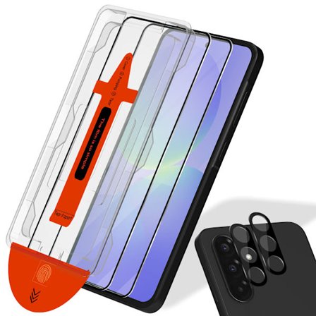 2-Pack Samsung A36 Skärmskydd & 2-Pack linsskydd - Härdat Glas | [Automatisk Installation] - Bubbelfritt