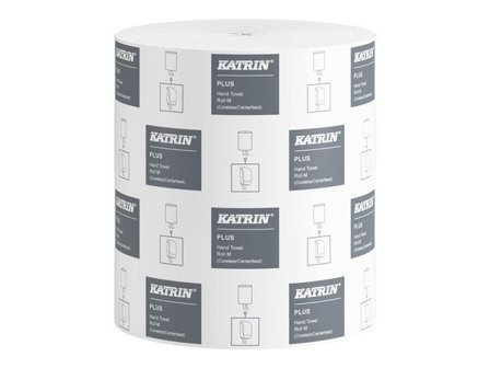 KATRIN Torkrulle Plus M-hållare för pappershandduksrulle, 1-lagers, 205 mm, vit - Lyreco - Städ och hygien - Toalettpapper och torkpapper - Torkrullar