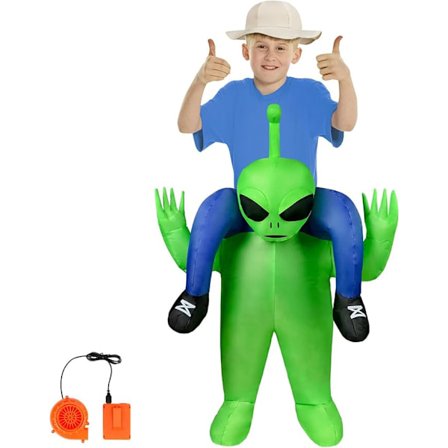 Oppblåsbar Kostyme Grønn Kostyme Oppblåsbar Alien Halloween Karneval Cosplay Antrekk Inkludert