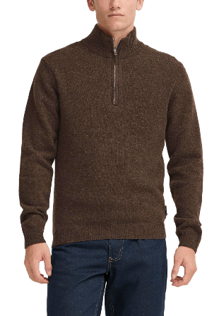 Casual Friday KARL Halfzip Lambswool Knit Tröjor Herr Brun XL