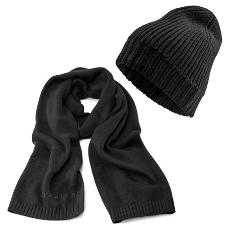 Franky Schwarzer Urban Schal & Keenan Schwarze Merino Kane Beanie für Männer - Beanie Mützen