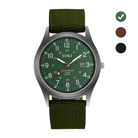 Herreur Mode Herreur Militærur Vævet Nylonrem Kalender Quartz Ur til Mænd Under Festival Julegave til Kæreste