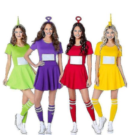 Kvinnor Teletubbies Kostymer Tinky Winky Dipsy Laa-laa Po Cosplay Party Fancy Dress Kostym