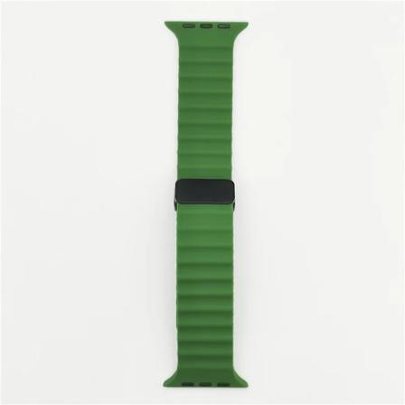 Magneettinen lukko Apple Watch Ultra 2 49mm 45mm 44mm 40mm 41mm 38 42mm silikonirannekkeelle iWatch Series 7 6 3 se 8 9 Vihreä 38mm 40mm 41mm
