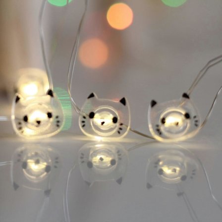 Ljusslinga Katt Ljusslingor Katt Fairy Lights Katt Party Ljus Halloween Ljusslinga För Hem1setvit