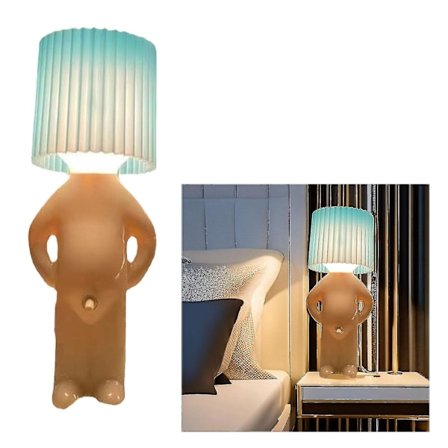 Blå bordslampa för blyga män, kreativ bordslampa för stygg pojke