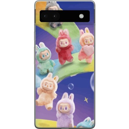 Yhteensopiva Puhelinkuori Google Pixel 6a La.bubu sateenkaari juliste la.bubu hahmo pupu asu lelut söpö pastelli värikäs anime tyyli suunnittelu taide