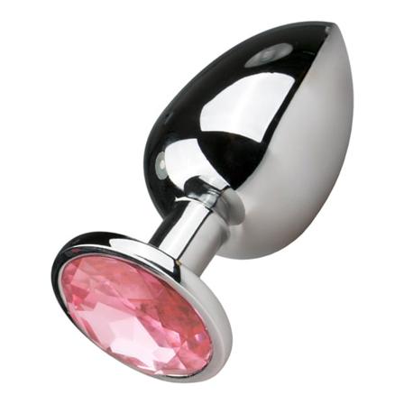 EasyToys: Metal Butt Plug No. 6 with Crystal, large Rosa, Silver