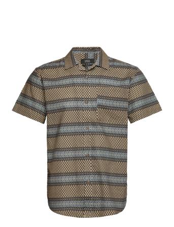 Bowling Anton Cotton Linen Shirt S/ Tops Shirts Short-sleeved Green Clean Cut Copenhagen