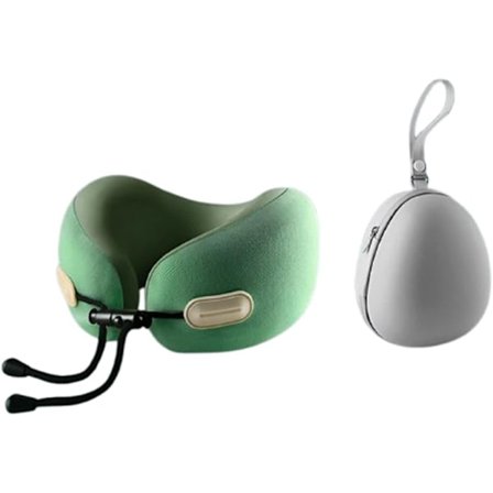 Reisepute i memory foam – Ergonomisk og kompakt design, egnet for fly, bil og langdistansereiser (Grønn)