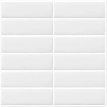 Vita Selvklæbende Fliser i Metro-stil, Kompatibel med Køkken og Badeværelse, 10 Ark (30,5 cm × 30,5 cm)