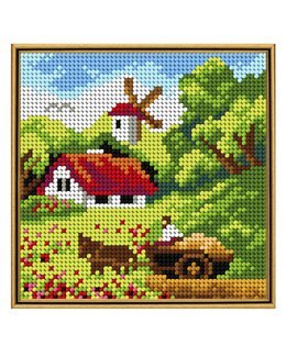 Stickpackung Bild Landschaft mit Windmühle - Orchidea